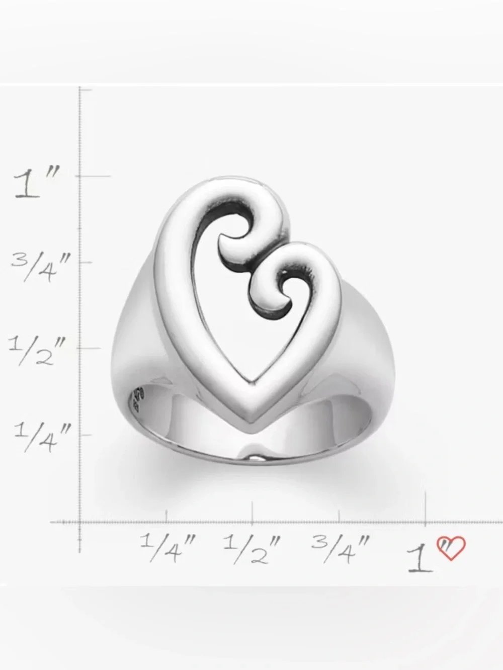 James Avery "Mother's Love" Sterling Silver Open Heart Ring. Size 8 - Picture 5 of 17